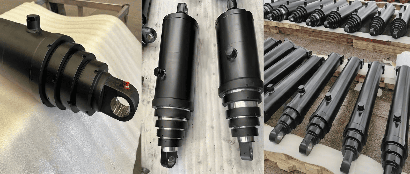 Double-acting telescopic cylinders